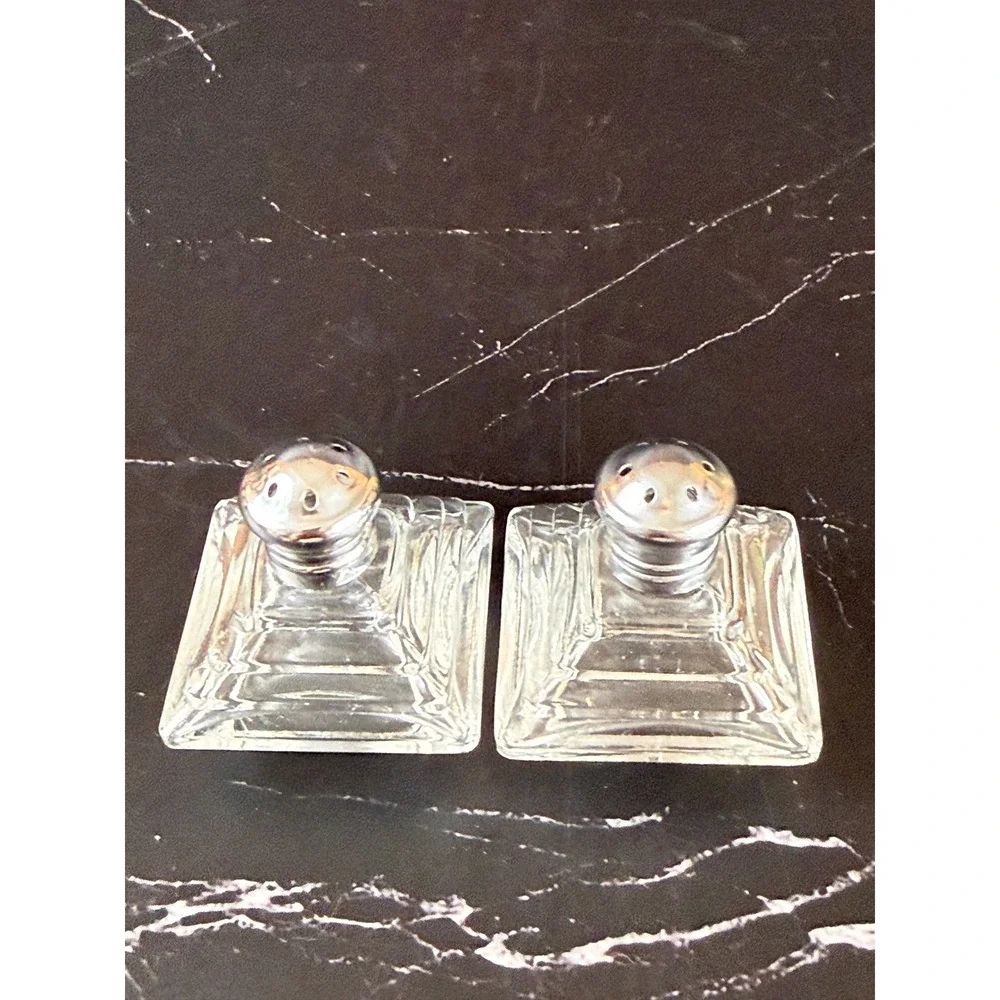 Vintage Irice Mini Crystal Salt & Pepper Shakers Art Deco 1.5